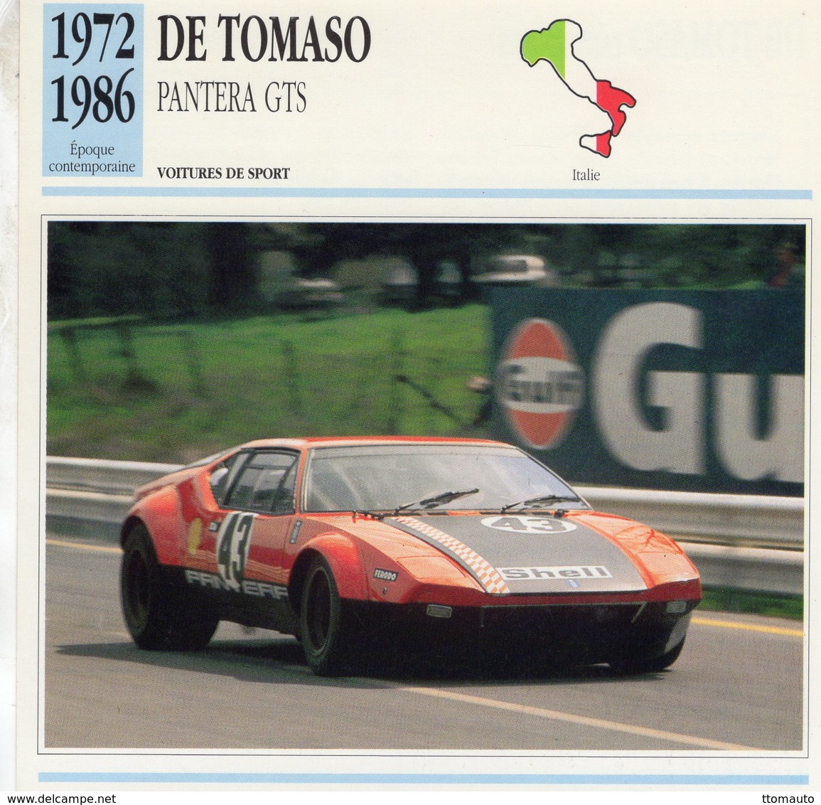 De Tomaso Pantera GTS  (1973) - Voiture De Course  -  Fiche Technique/Carte De Collection - Le Mans