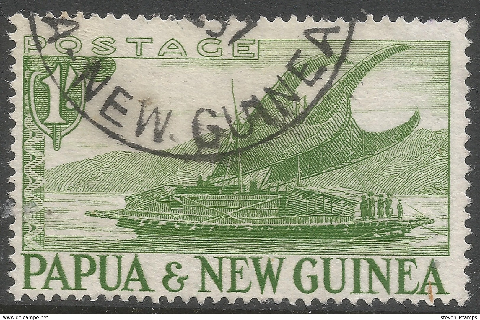 Papua New Guinea. 1952-8 Definitives. 1/- Used. SG 10 - Papua New Guinea