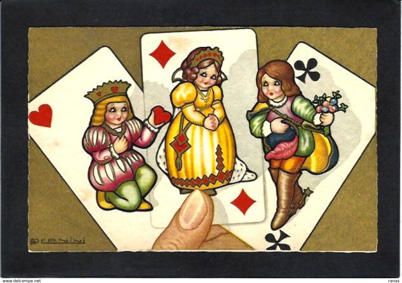 CPA Jeu De Cartes Carte à Jouer Playing Cards écrite Illustrateur Italien Italie - Cartes à Jouer