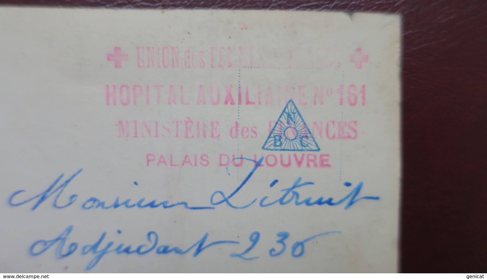 Cachet Hôpital Auxiliaire N° 161 Ministere Des Finances Palais Du Louvre Sur CPA Fantaisie  1916 - Guerre De 1914-18