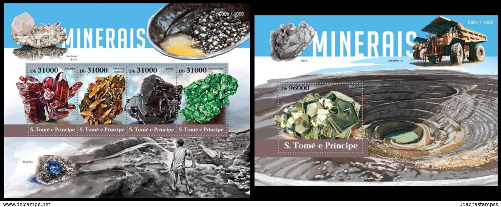 Sao Tome & Principe 2015, Minerals, Klb + S/s MNH - Minéraux