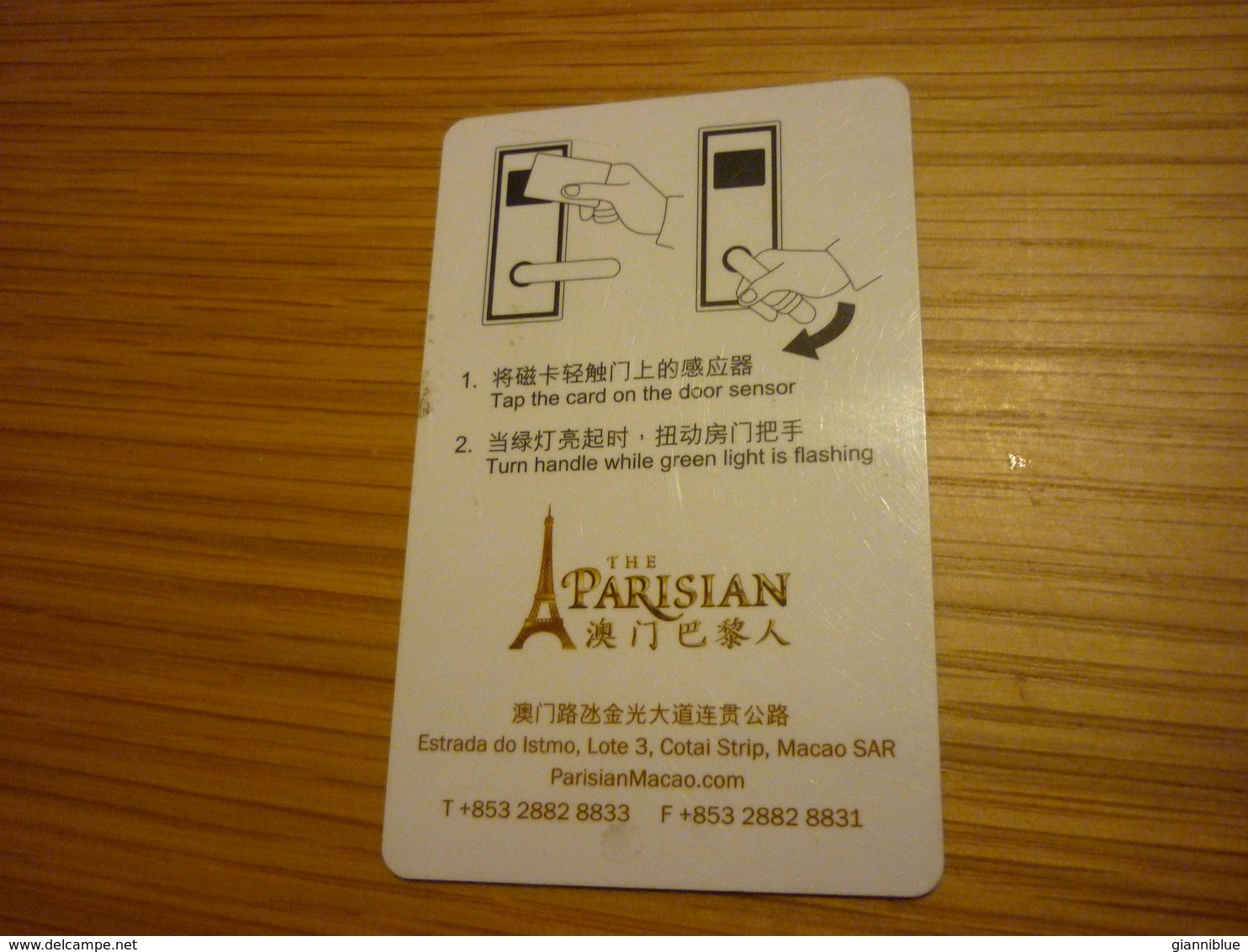 Macao Macau Cotai Strip The Parisian Hotel Room Key Card (Eiffel Tower Tour Eiffel Scout Sign) - Cartes D'hotel