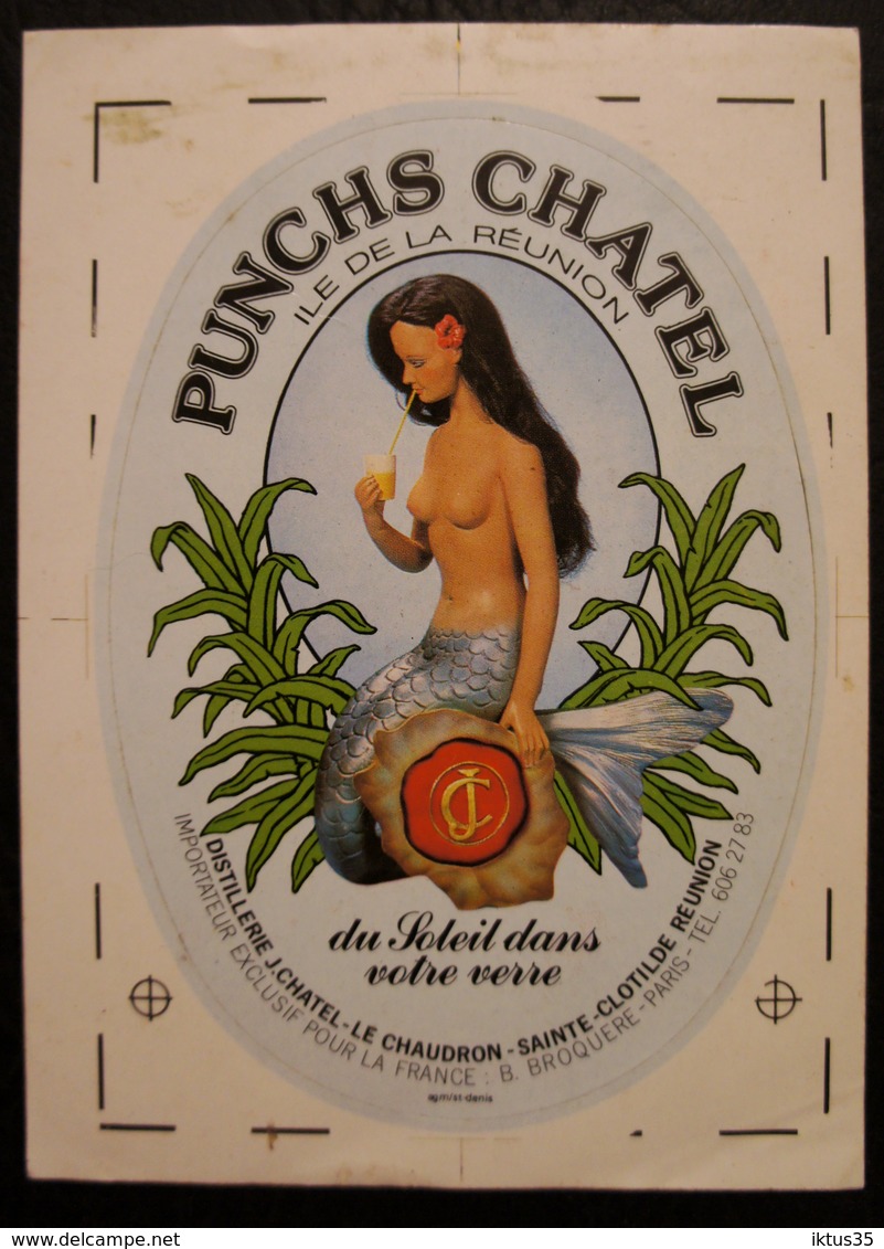 AUTOCOLLANT-PUNCHS CHATEL-ILE DE LA REUNION-AMUSANTE SIRENE-PIN UP - Alcohol