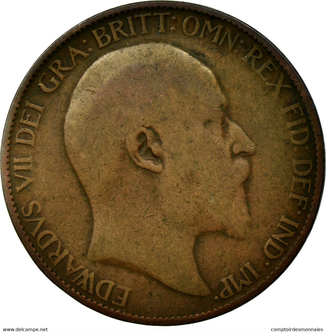 Monnaie, Grande-Bretagne, Edward VII, 1/2 Penny, 1907, B+, Bronze, KM:793.2 - C. 1/2 Penny