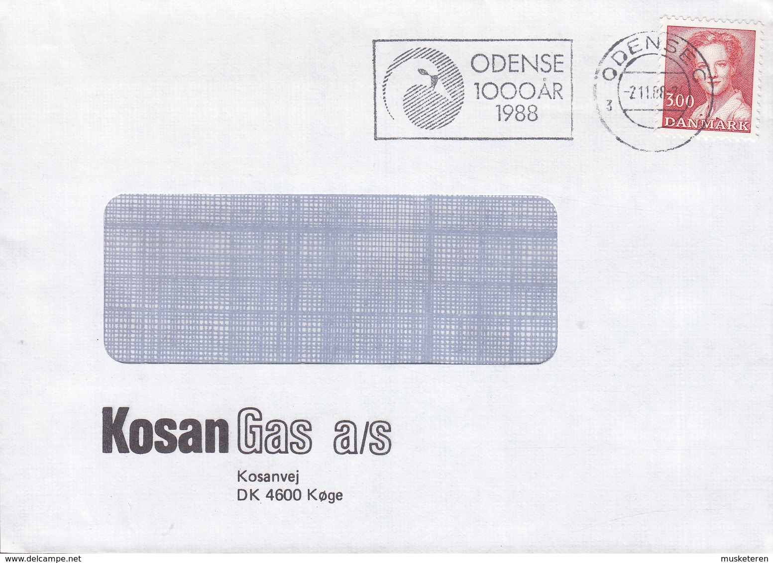 Denmark KOSAN GAS Slogan Flamme 'Ugly Duckling Swan' ODENSE 1988 Cover Brief Bird Vogel Oiseau Cachet In Cds. !! - Briefe U. Dokumente