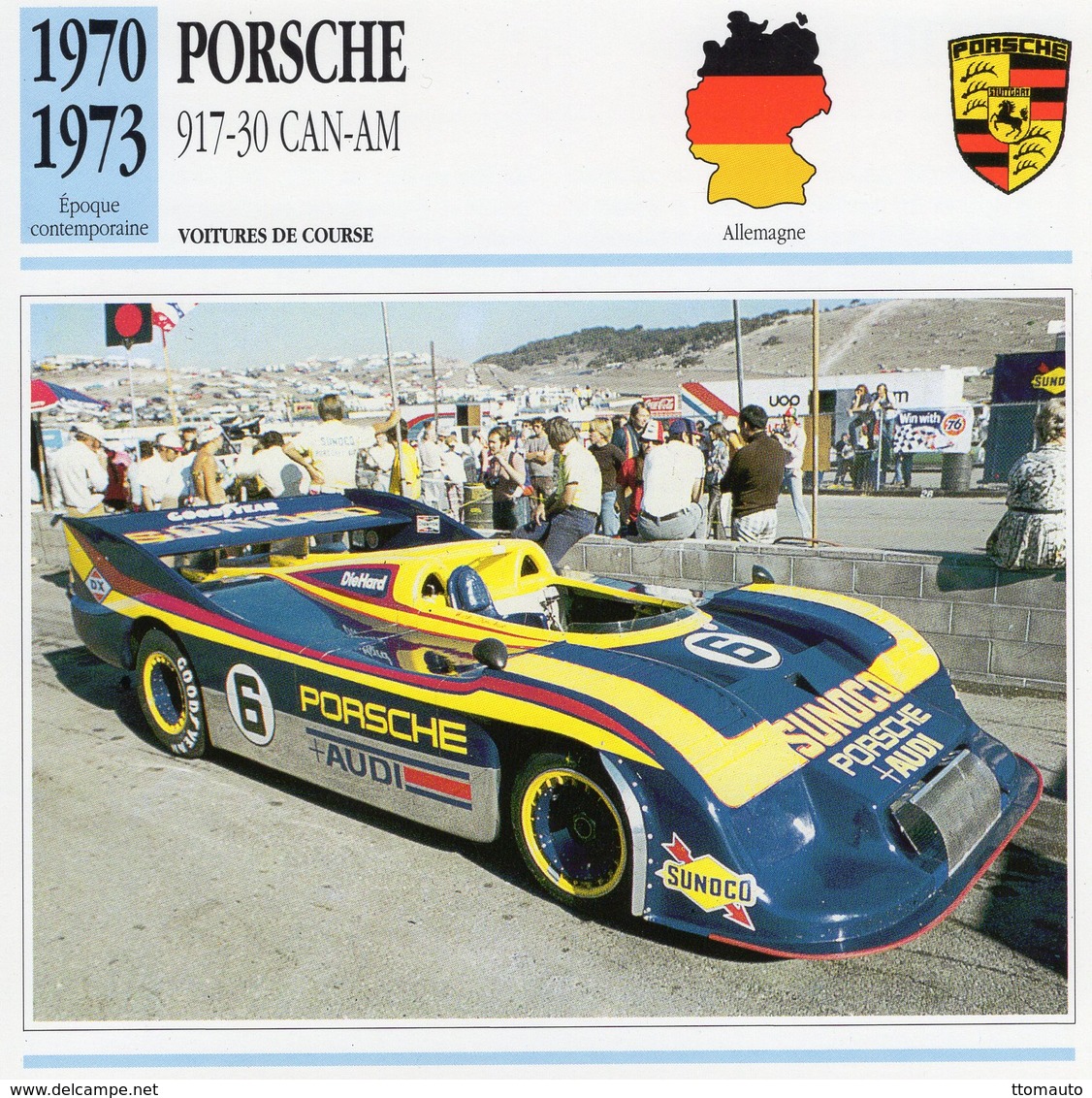 Porsche 917/30 Can-Am  (1970) - Voiture De Course  -   Fiche Technique/Carte De Collection - IndyCar