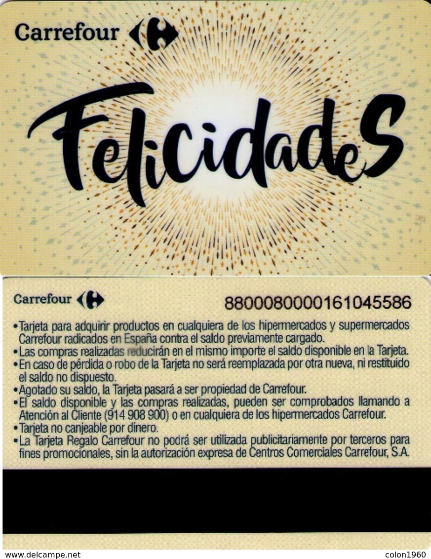 TARJETA REGALO DE ESPAÑA, GIFT CARD. CARREFOUR, FELICIDADES. 074. - Tarjetas De Regalo