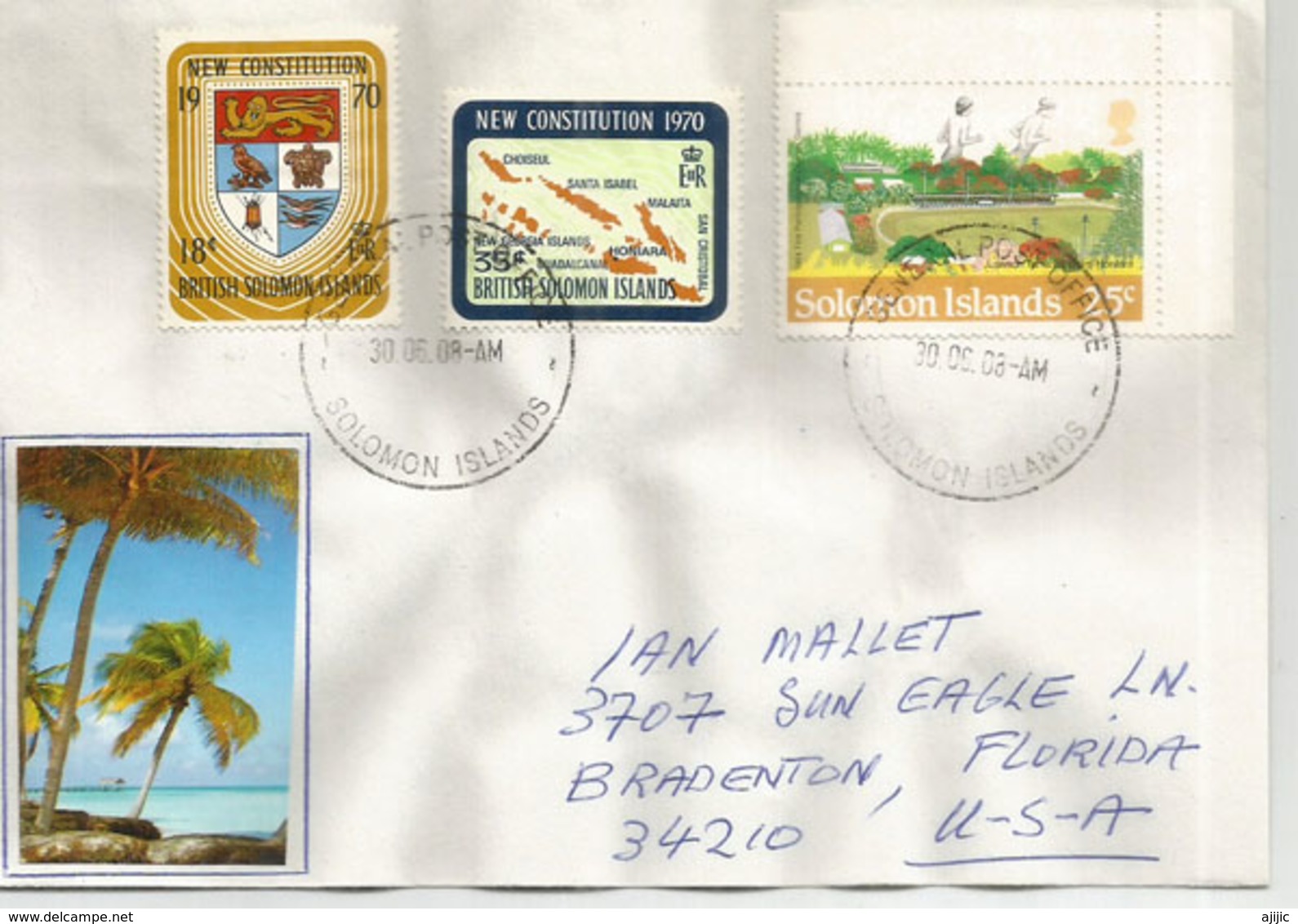 Belle Lettre D'Honiara GPO, Adressée Aux Etats-Unis (Florida) - Salomon (Iles 1978-...)