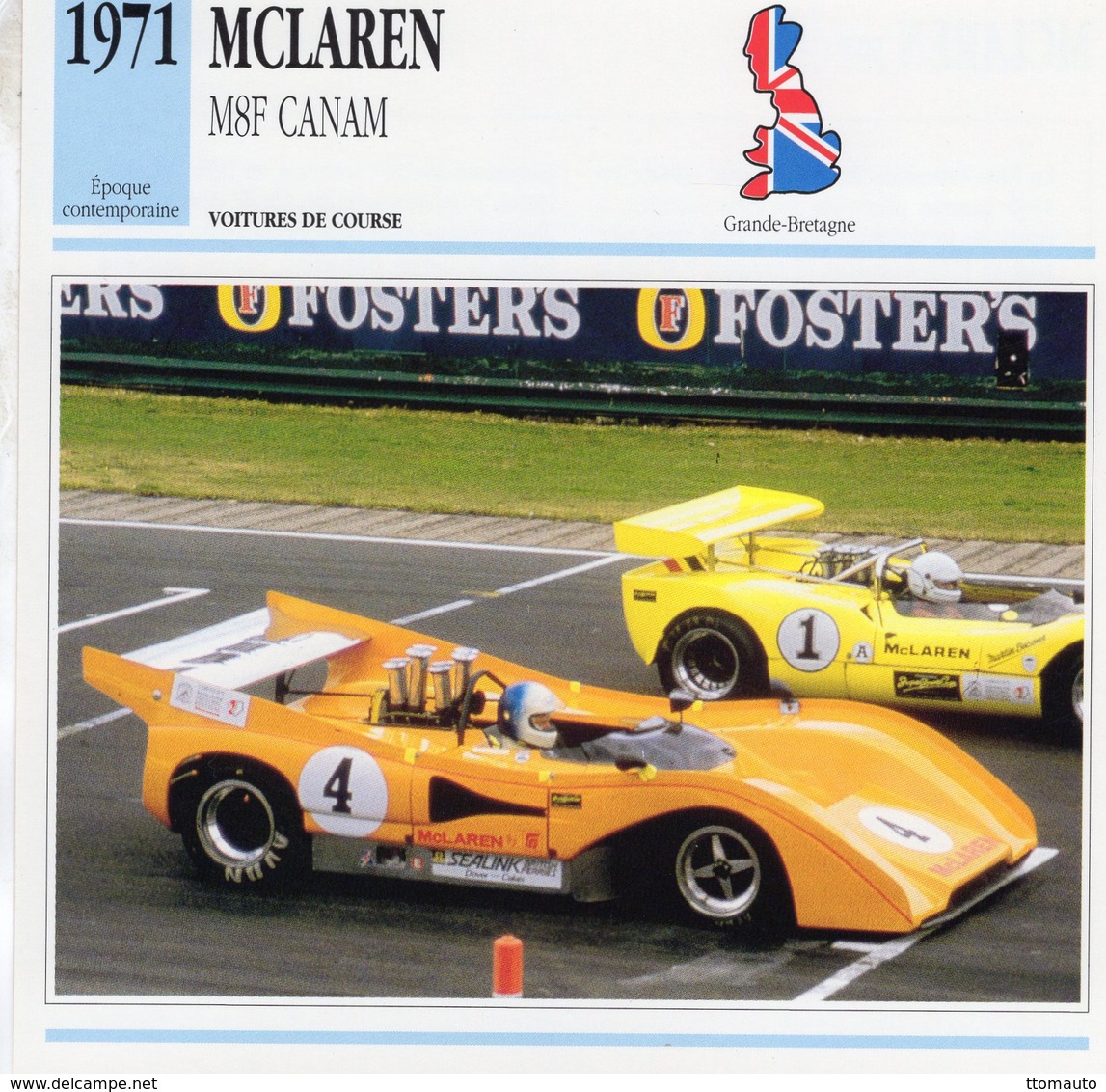 McLaren M8F Can-Am  (1971) - Voiture De Course  -   Fiche Technique/Carte De Collection - IndyCar