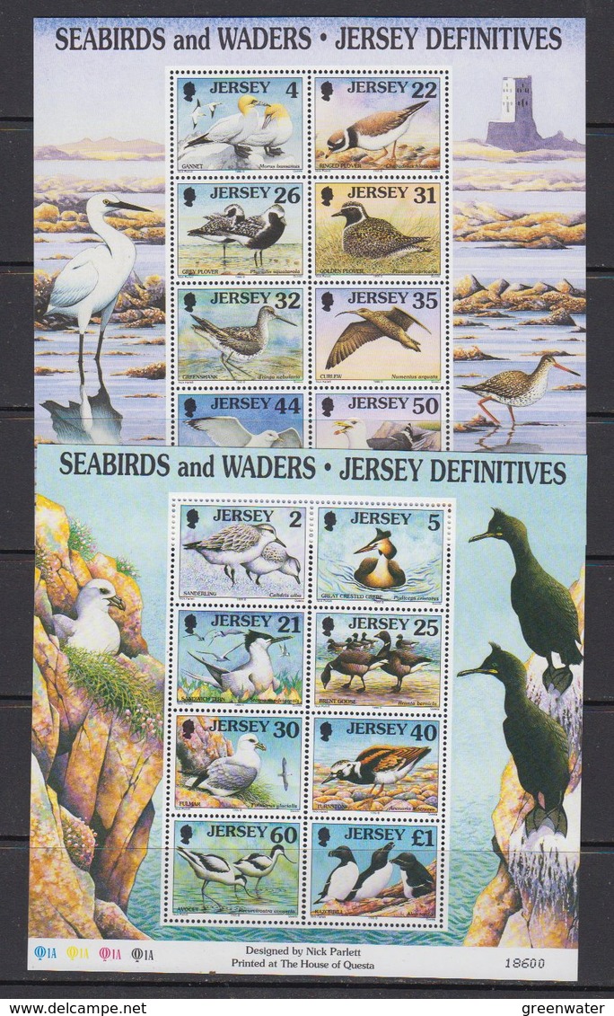 Jersey 1998 Seabirds And Waders 2x8v In M/s ** Mnh (41686) - Jersey