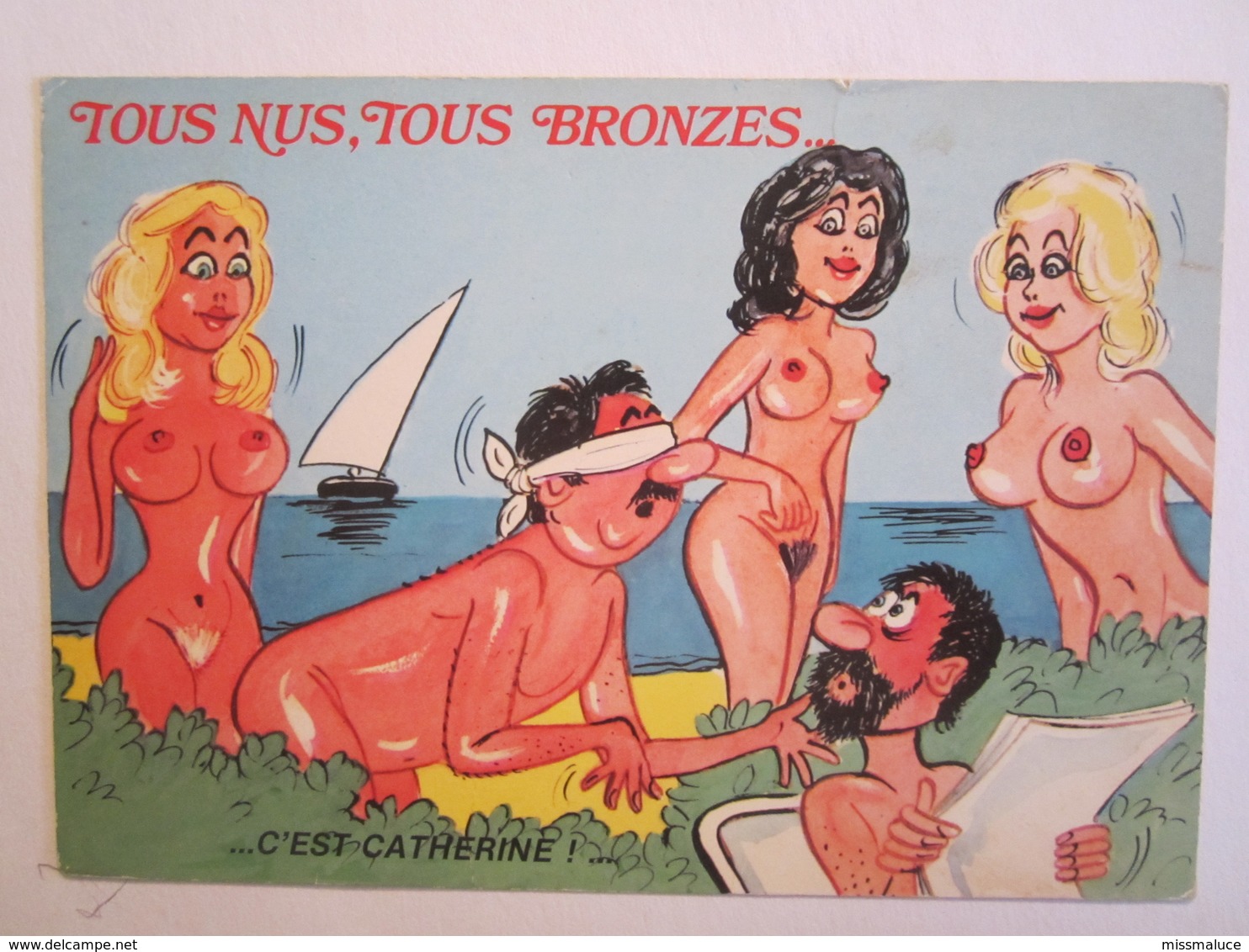 Humoristique Humour Illustrateur Tout Nus Tous Bronzés C'est Catherine Femme Nue Seins Nus - Humour