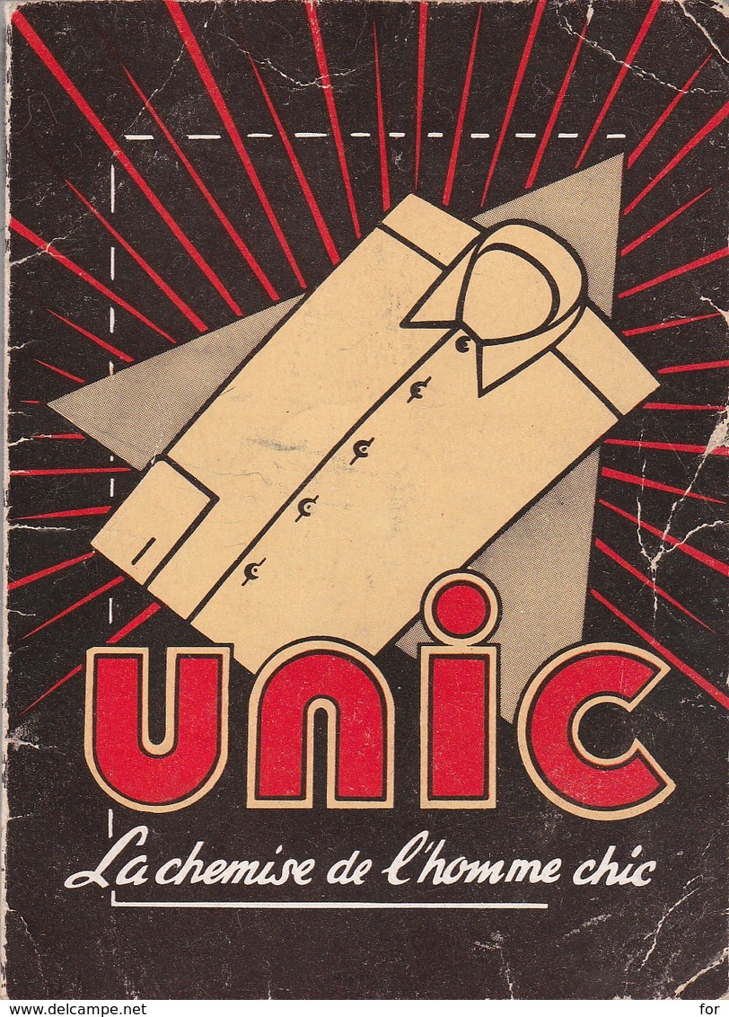 Calendrier : Petit Format Publicitaire : UNIC : La Chemise De L'homme Chic -1955 ( Format 10,8cm X 7,9cm ) 2 Volets - Petit Format : 1941-60