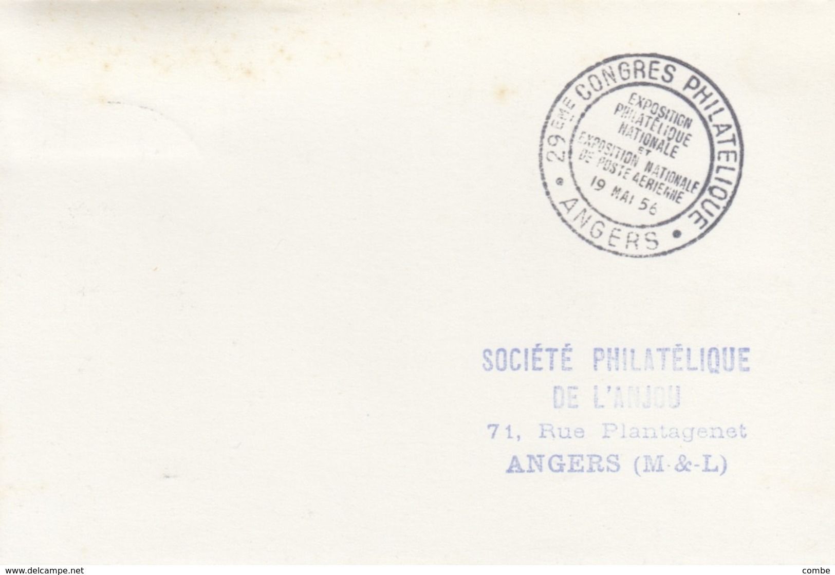 POSTCARD. FRANCE. 19 5 56. CONGRES PHILATELIQUE ANGERS - Autres & Non Classés