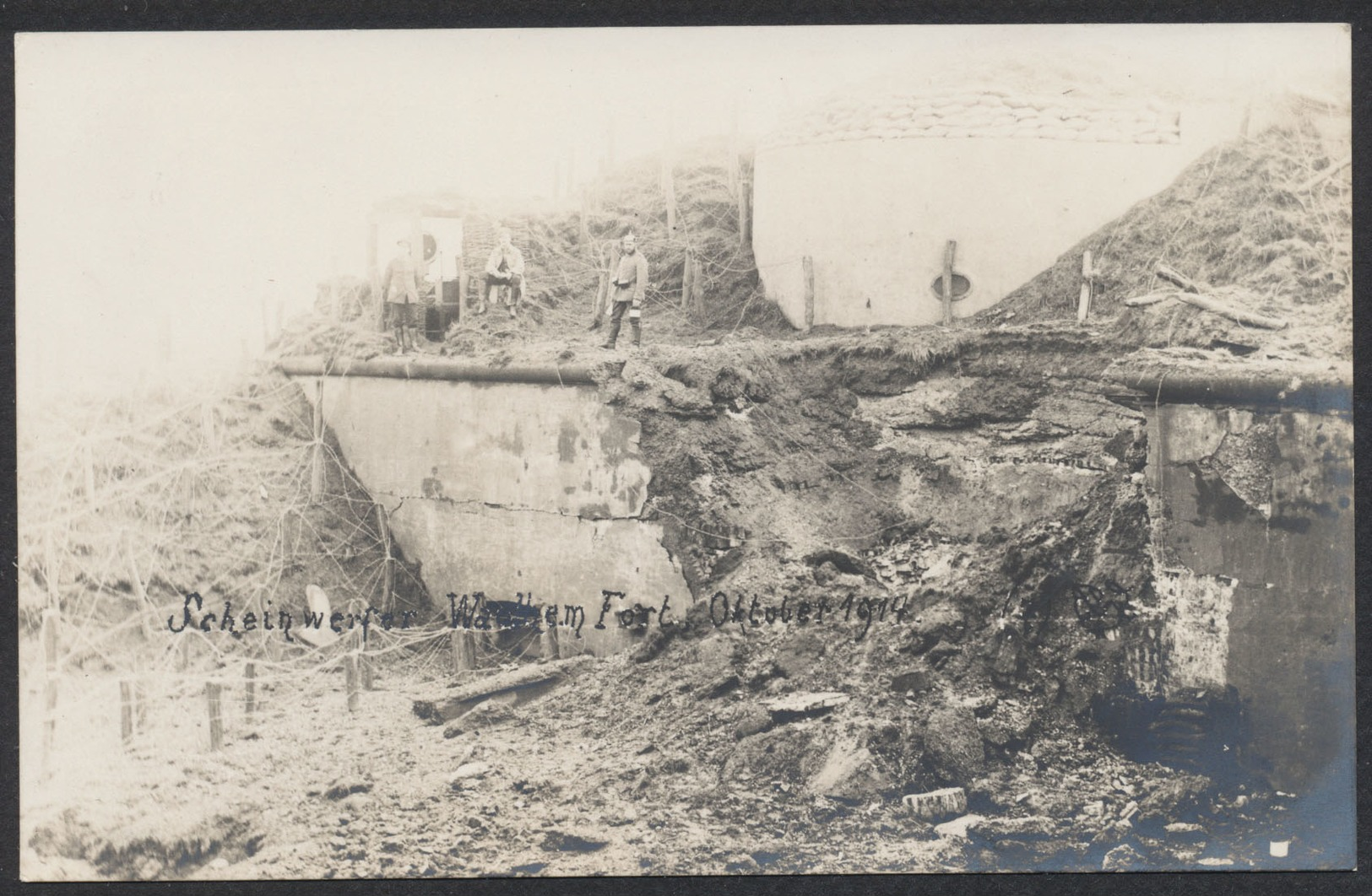 Carte Photo - "Scheinwerfer" , Waelhem Fort (Oktober 1914) Une Partie Du Fort, à Voir !  (Anvers) - Sonstige & Ohne Zuordnung