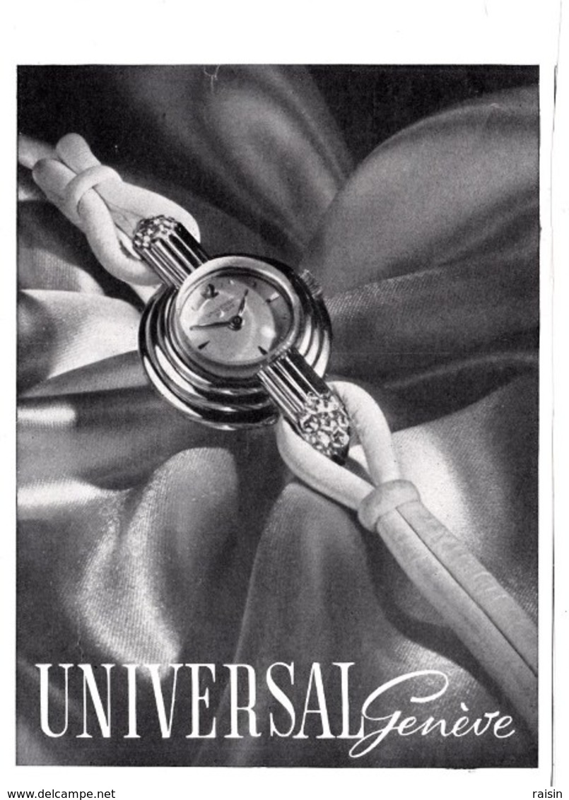 Pub: 1946  Universal Genève Montres  TBE - Publicités