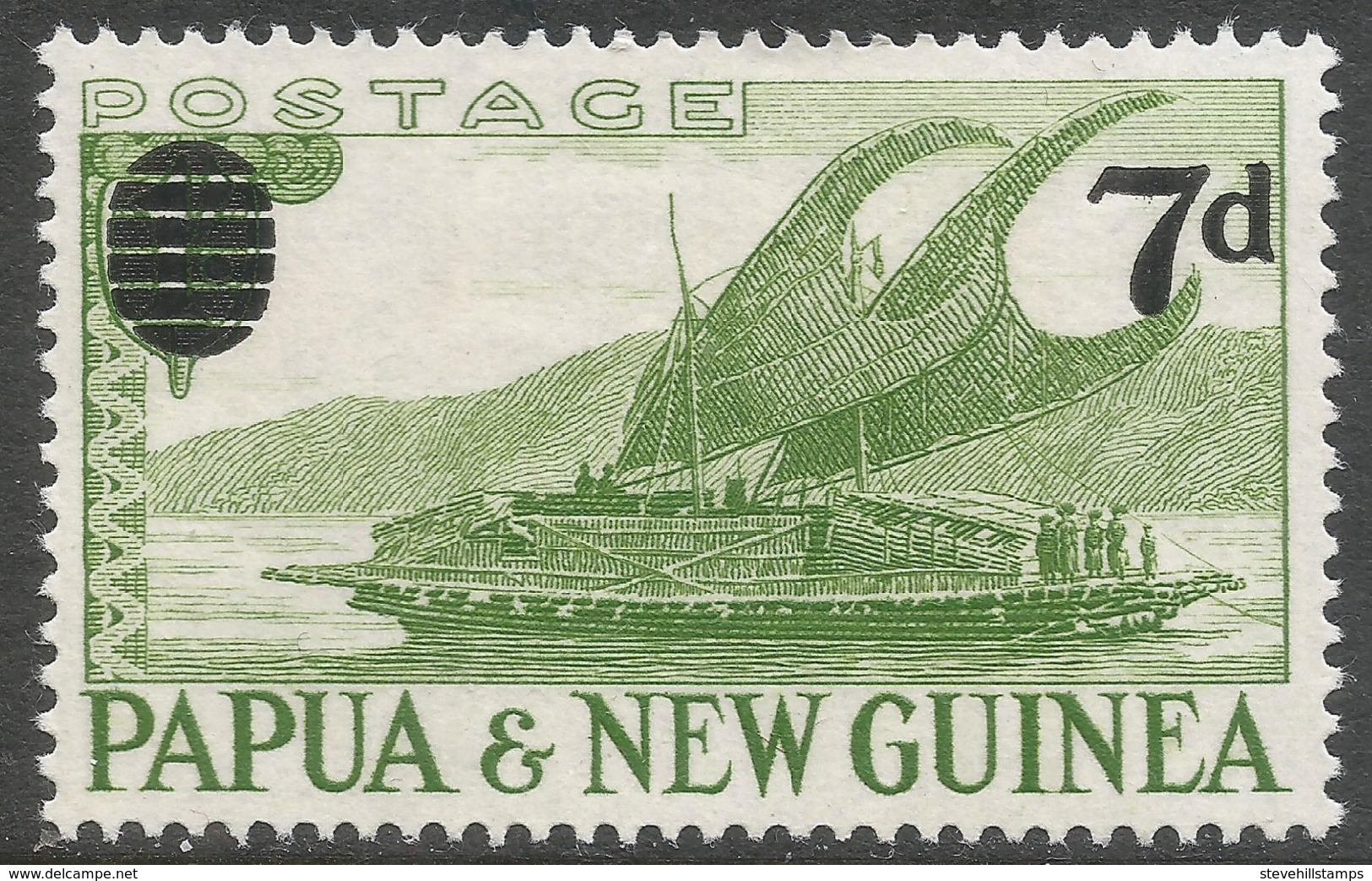 Papua New Guinea. 1957 Surcharged. 7d On 1/- MH. SG 17 - Papua New Guinea
