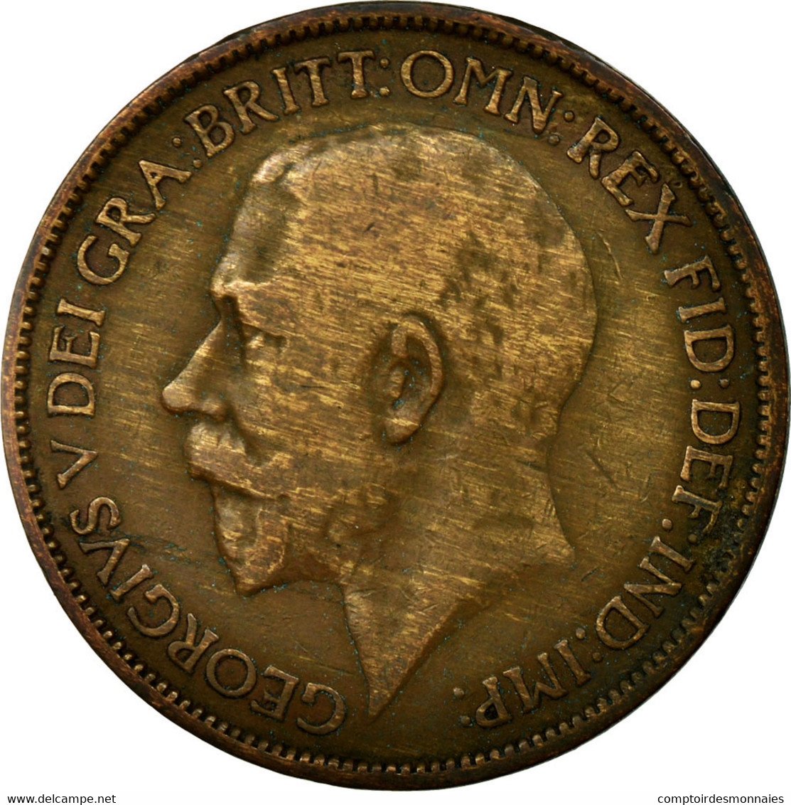 Monnaie, Grande-Bretagne, George V, 1/2 Penny, 1921, B+, Bronze, KM:809 - C. 1/2 Penny