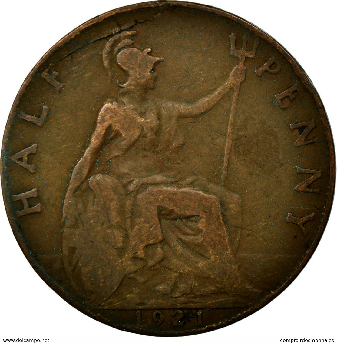 Monnaie, Grande-Bretagne, George V, 1/2 Penny, 1921, B+, Bronze, KM:809 - C. 1/2 Penny