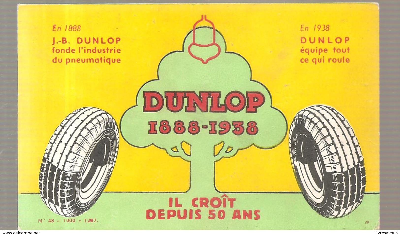 Buvard DUNLOP 1888-1938 Il Croît Depuis 50 Ans - Automobil