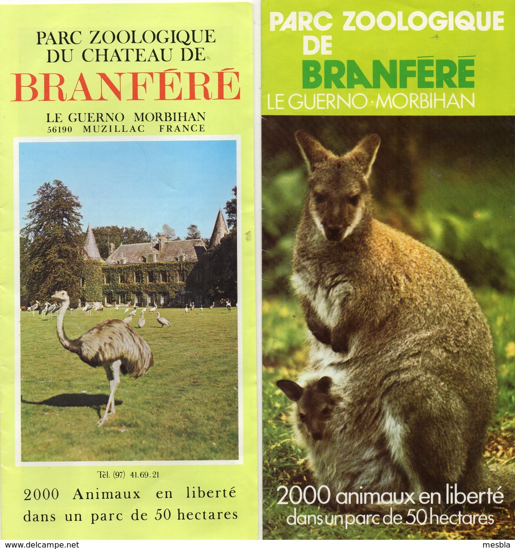 2 Dépliants  -  LE  GERNO  (56)   Parc Zoologique Du Chateau De Branféré - 2000 Animaux En Liberté - Publicités