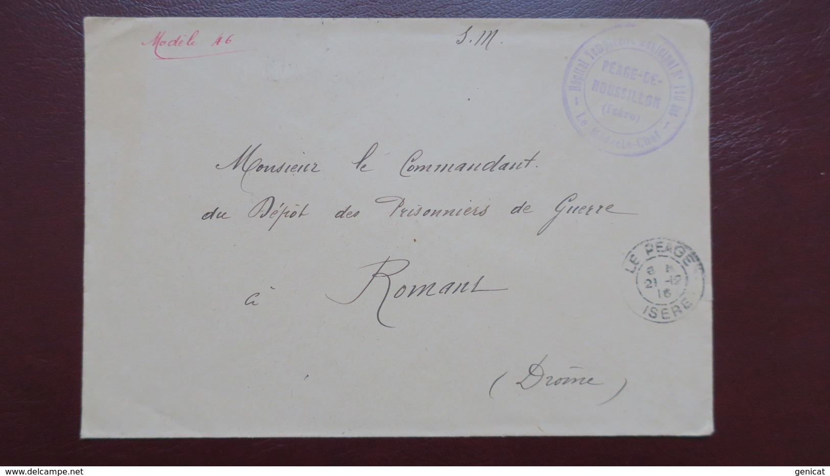 Lettre En Franchise Hôpital Temporaire Municipal N° 110 Bis Péage De Roussillon Isere 1916 Pour Romans - Guerre De 1914-18