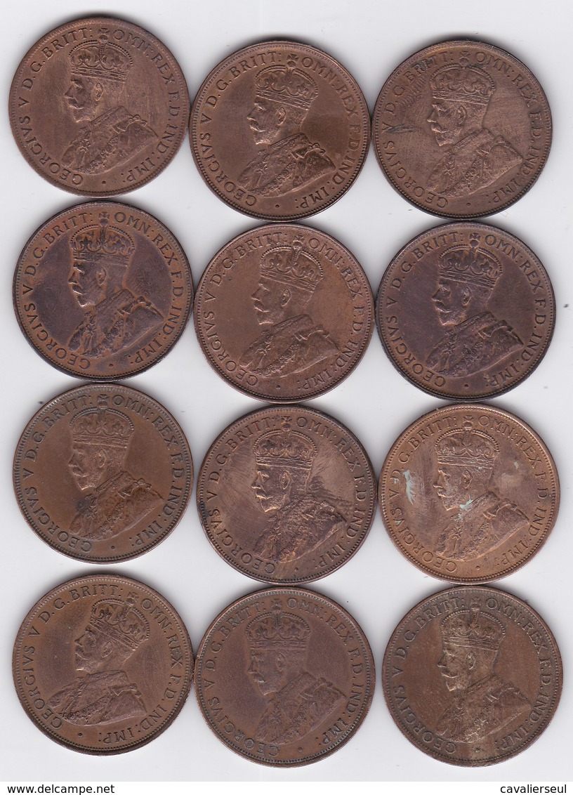 12 "PENNY"  GEORGE V - Années 1914,15x2,16,18,19,20,21,22,23,33,34 - Penny