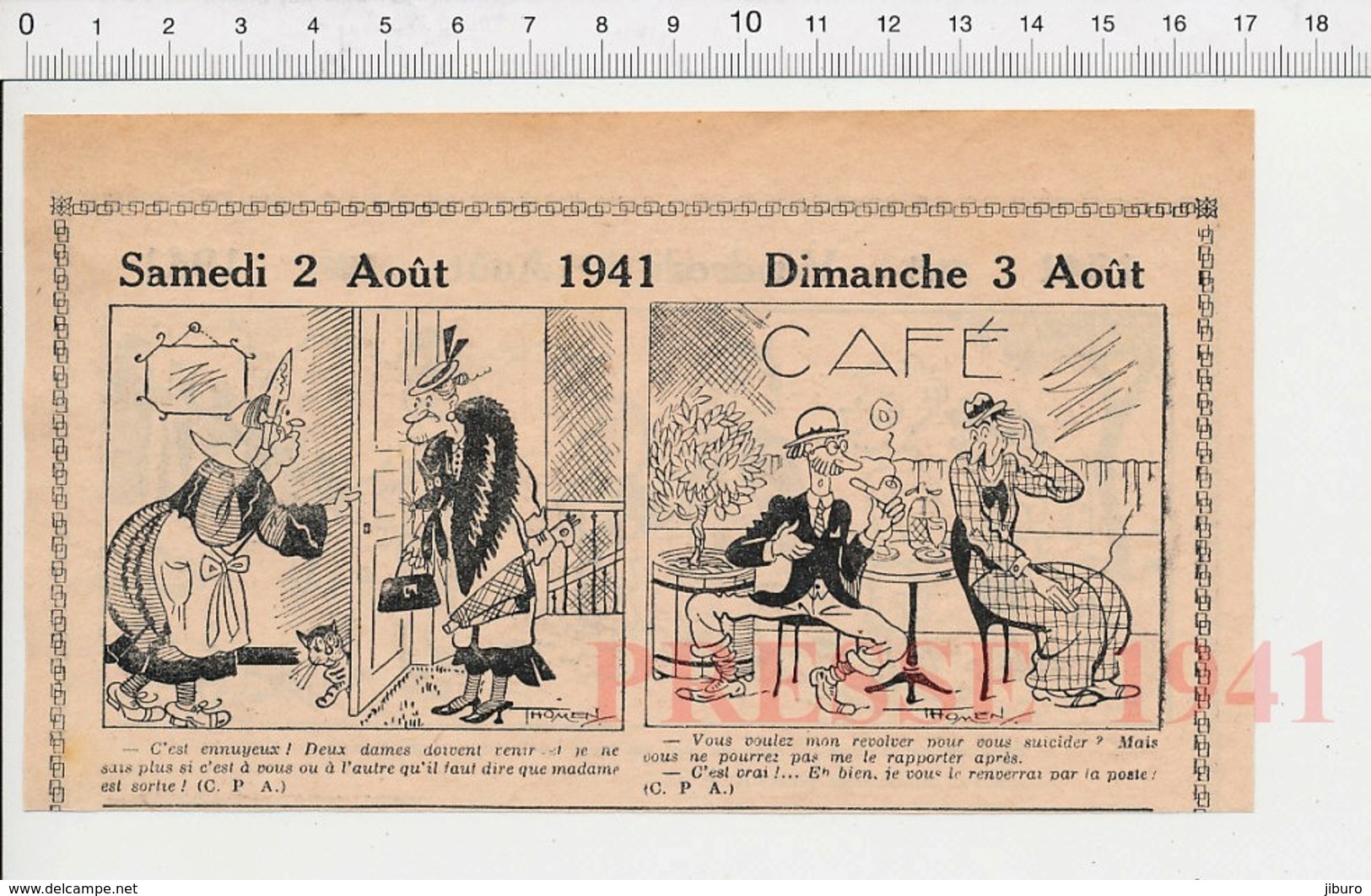 2 Scans Humour 1941 Devinette Ascenseur Ancien Bande D'enfants 223XS - Non Classés