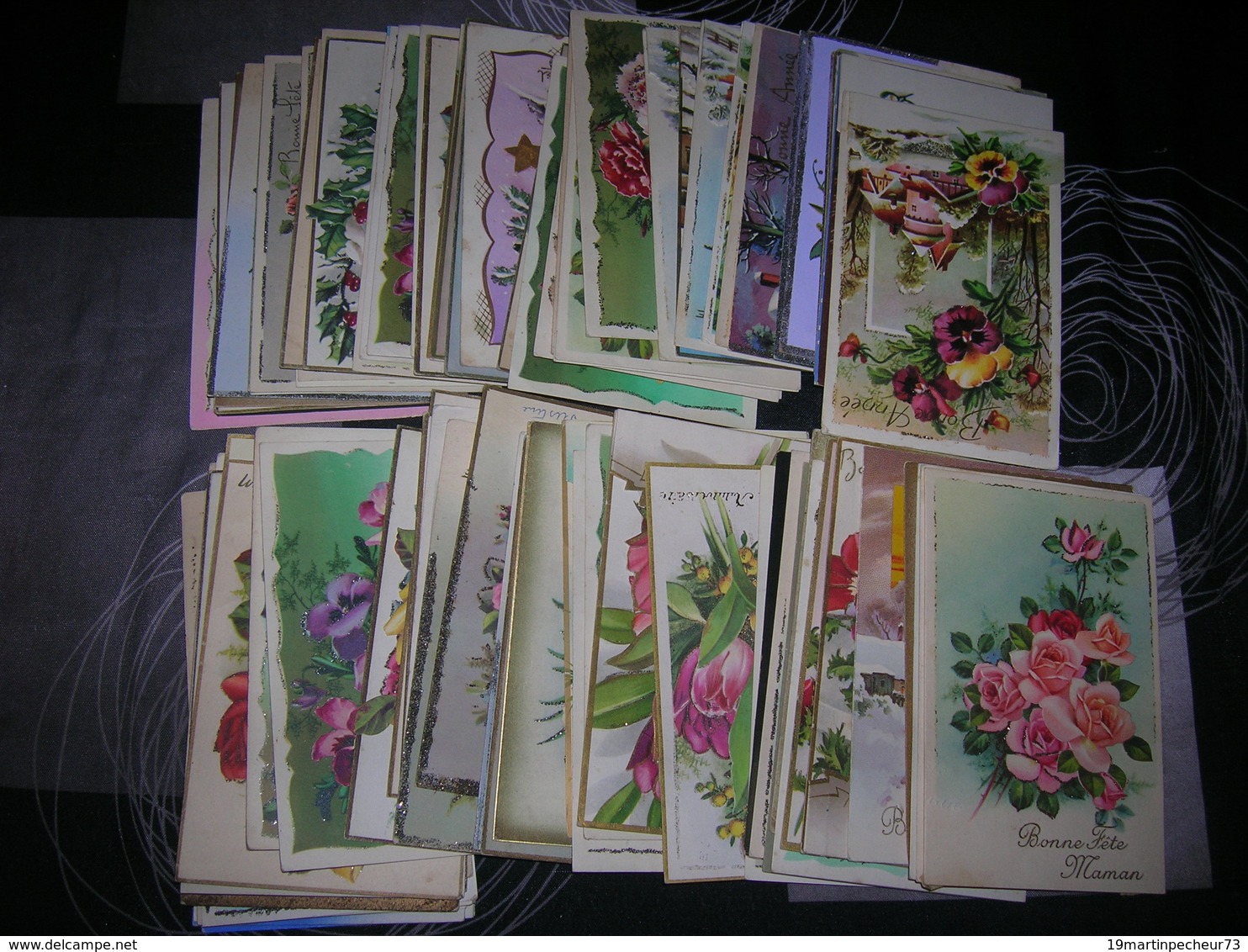 Lot 1000 cartes postales fantaisie format 9x14 artiste enfant femme paysage animaux couple fleurs voeux decoupis etc