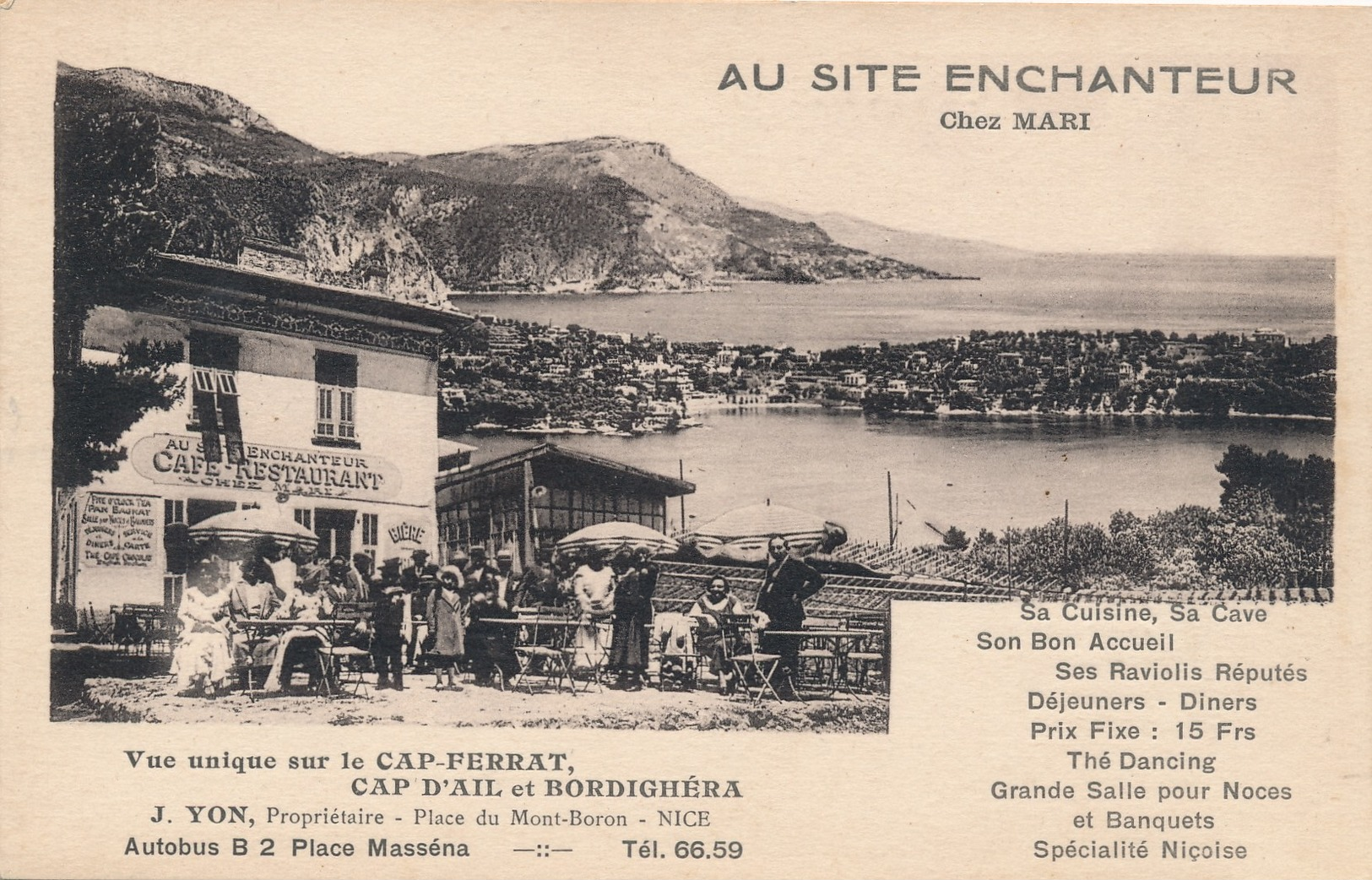 I31 - 06 - NICE - Alpes Maritimes - Au Site Enchanteur - Chez Mari - J. Non Place Du Mont-Boron - Bar, Alberghi, Ristoranti