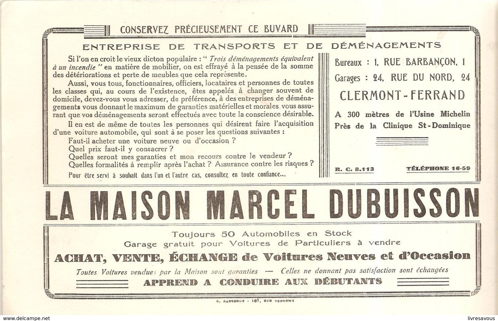 Buvard LA MAISON MARCEL DUBUISSON à Clermont-Ferrand Achat, Vente, échange De Voitures Neuves Et D'occasion - Auto's