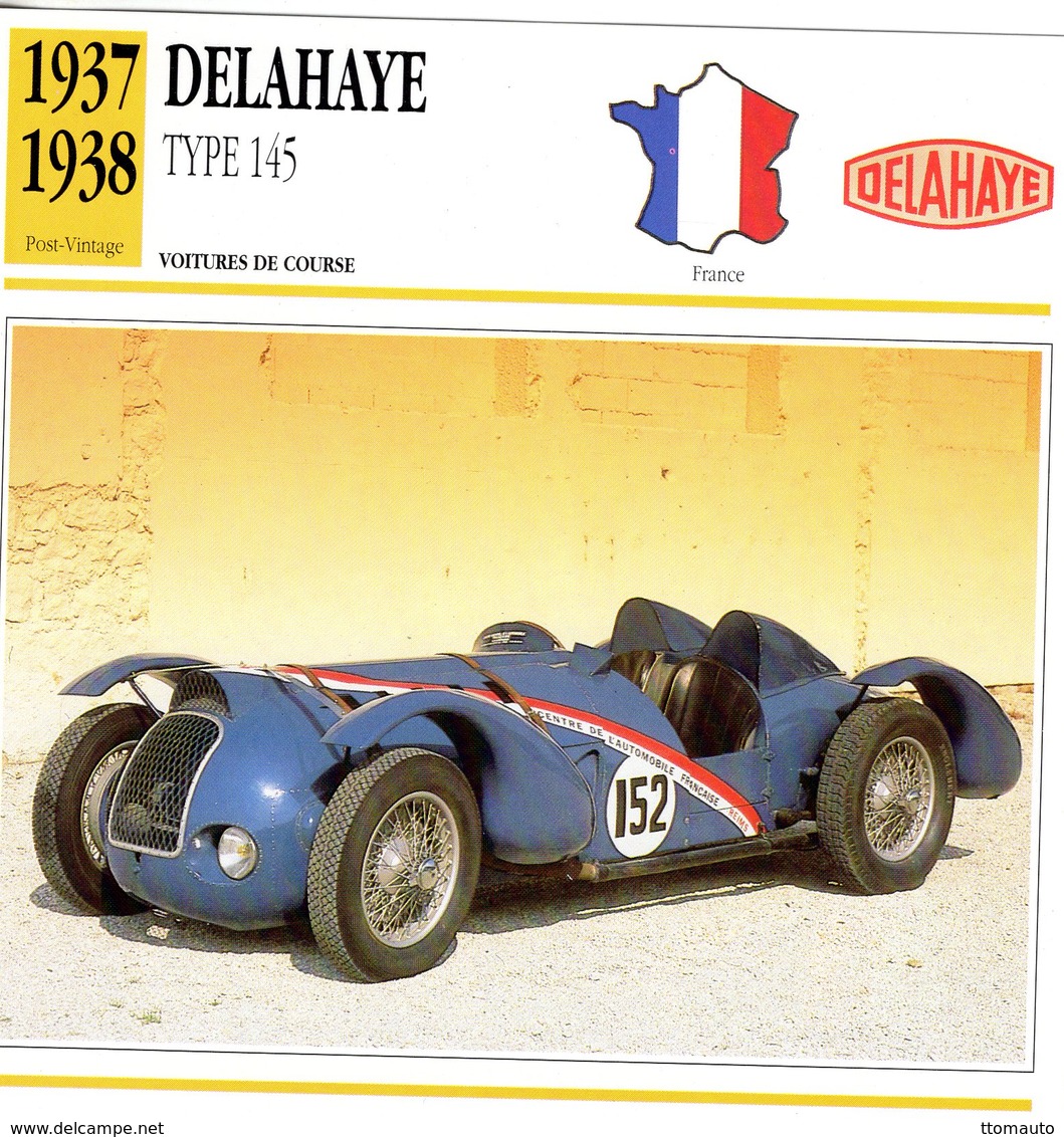 Delahaye Type 145 Le Mans  (1937) - Voiture De Course  -  Fiche Technique/Carte De Collection - Le Mans