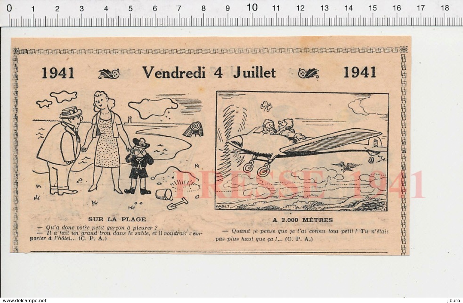 2 Scans Humour De 1941 Avion De Tourisme Ancien Biplace  ?? Aviation  Mensonge Enfant 223XS - Non Classés