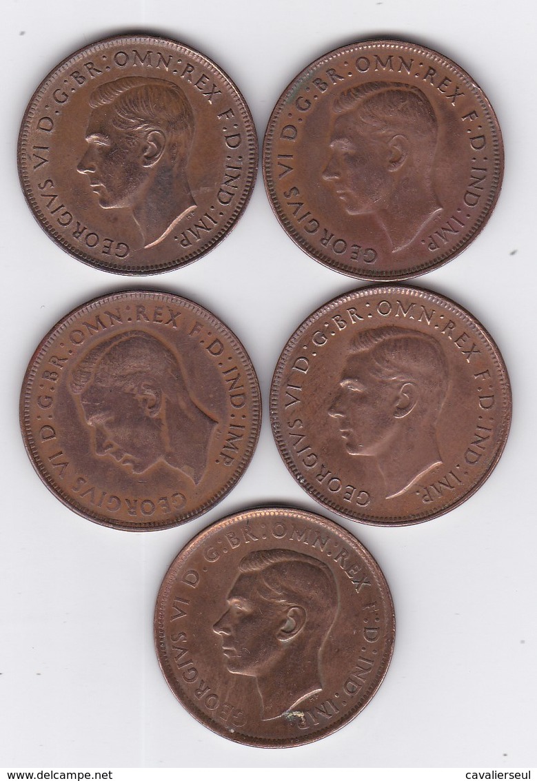 5 "PENNY"  GEORGE VI - Années 1938,41,42,45,47 - Penny