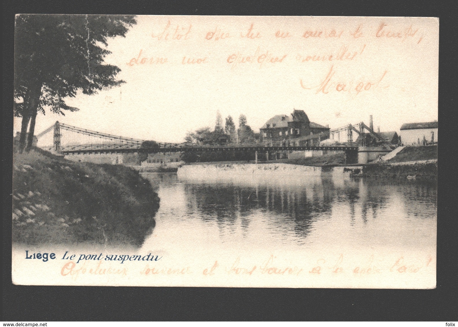 Liège - Le Pont Suspendu - Dos Simple - 1903 - Luik