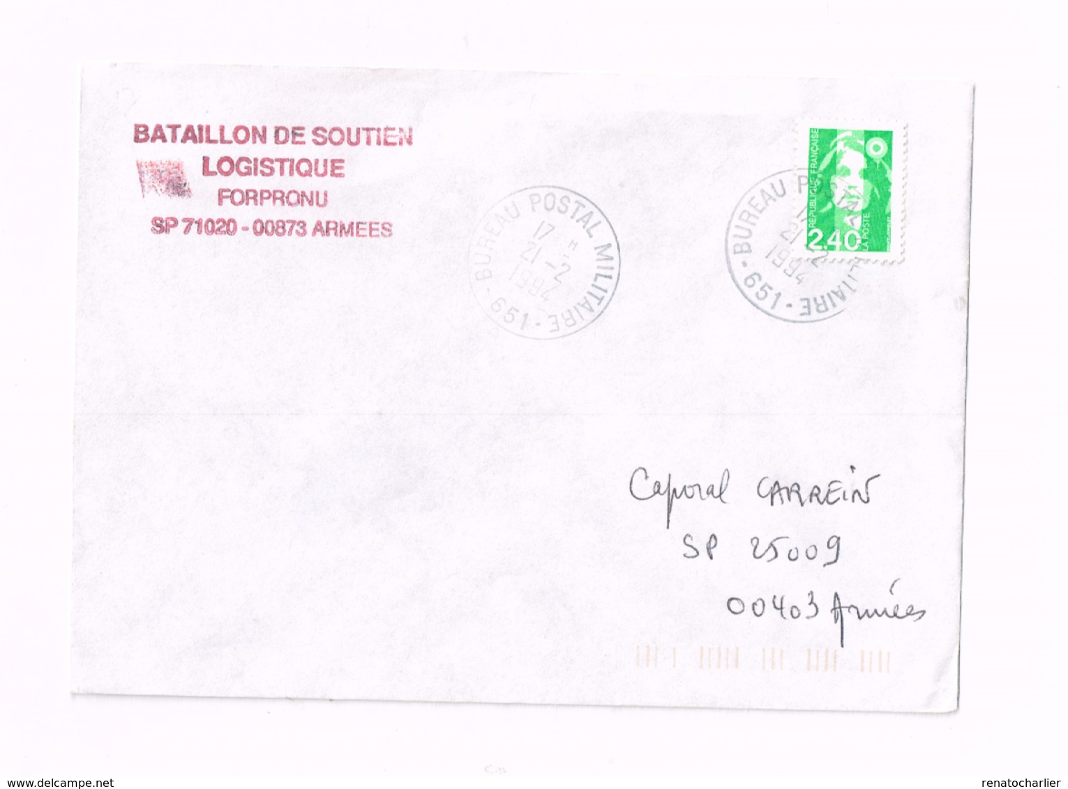 Lettre "Bureau Postal Militaire 651" (Dubrovnik/CRoatie) Expédié Au SP 25009. - 1961-....