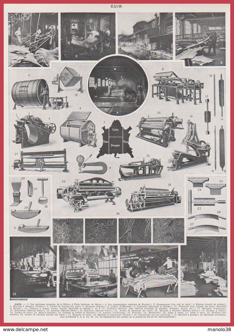 Cuir. Fabrication. Recto-Divers Types De Cuir Verso Larousse 1948. Larousse 1948 - Autres & Non Classés