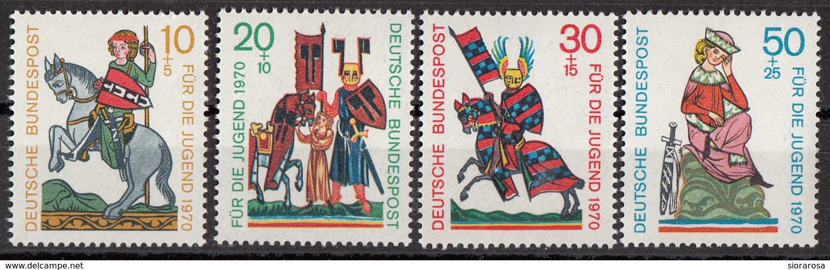 Germania 1970 Sc. B455/ B457 Minnesingers Menestrello Full Set MNH Rugge Eschenbach Metze Vogelweide - Musica