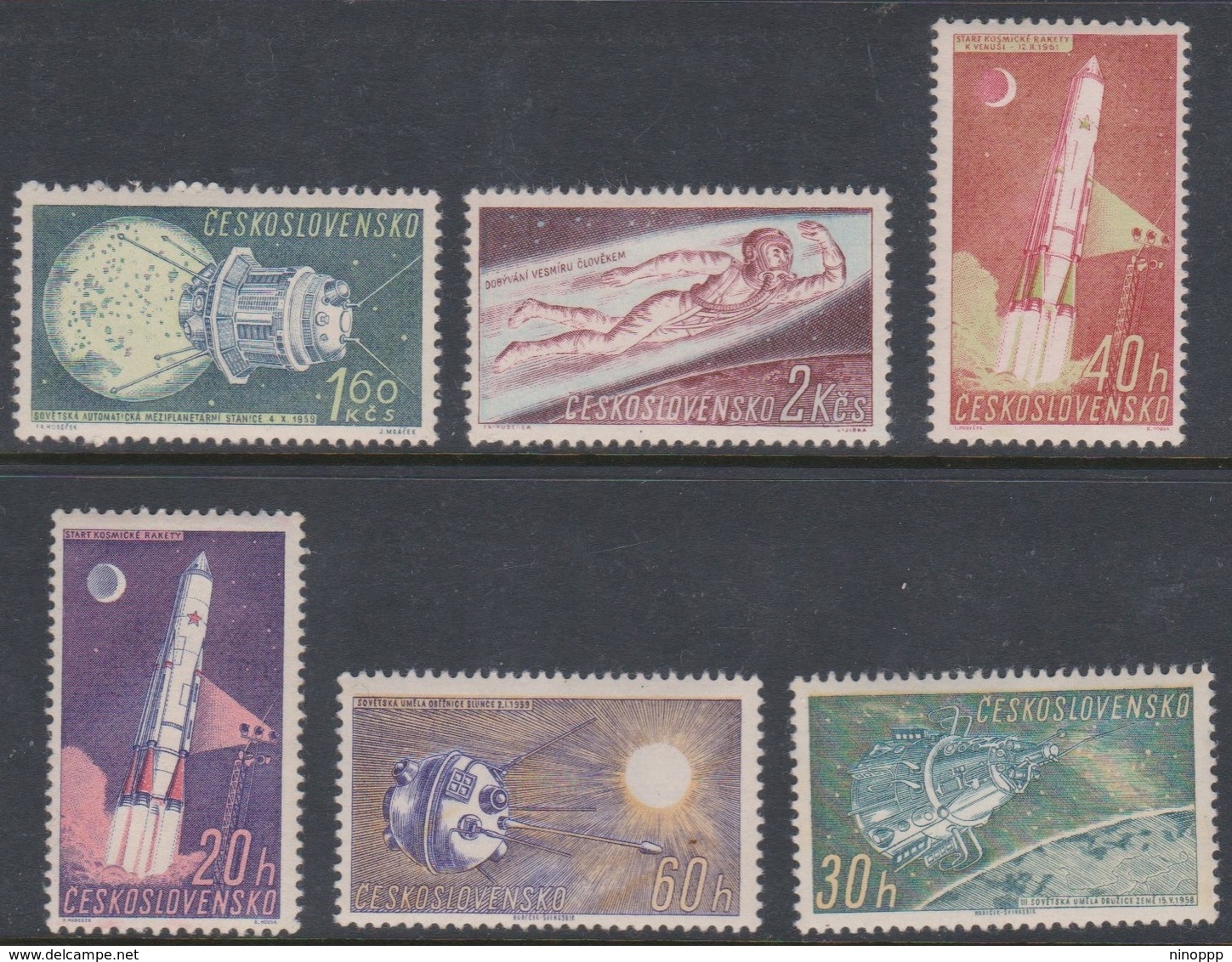 Czechoslovakia SG 1209-1214 1961 Space Research 1st Issue, Mint Hinged - Neufs