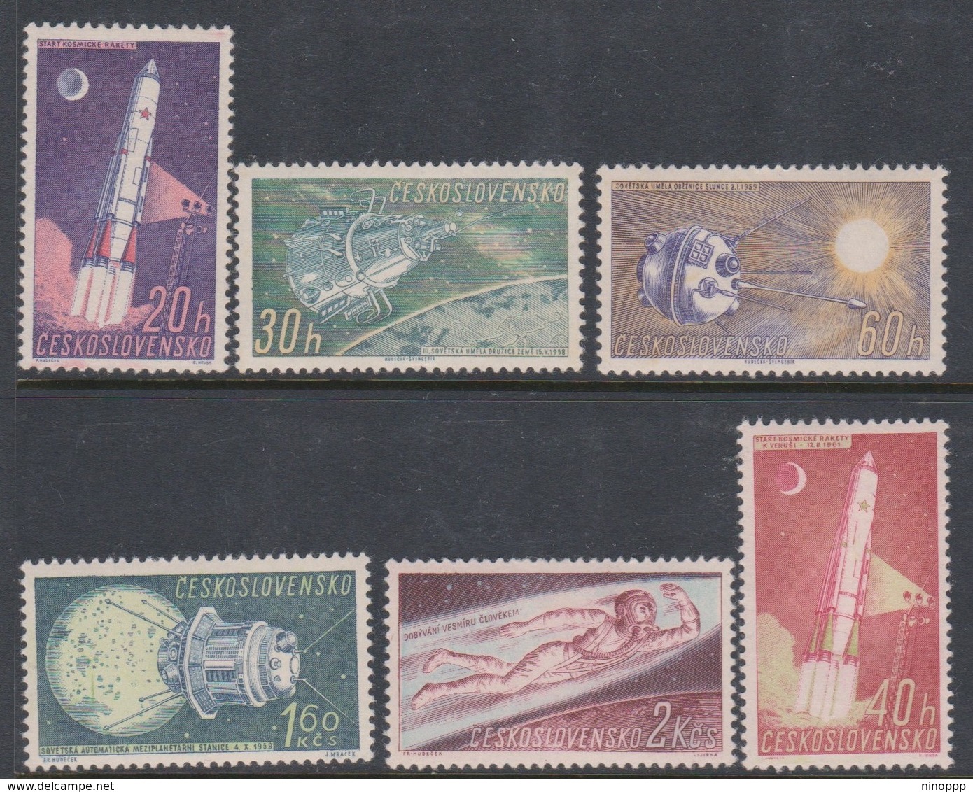 Czechoslovakia SG 1209-1214 1961 Space Research, Mint Never Hinged - Unused Stamps