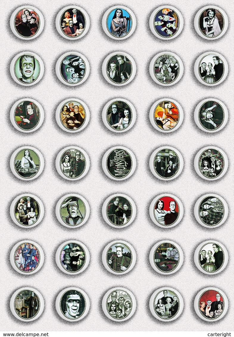 35 X The Munsters Movie Film Fan ART BADGE BUTTON PIN SET 2 (1inch/25mm Diameter) - Cinéma