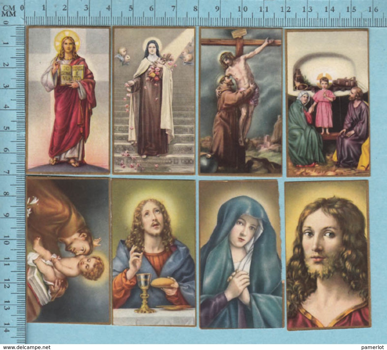 Lot De 8 Images Pieuses Religieuses Chromo Et Dorées - Lot De Huit Petites, Santini, Holy Card - Santini