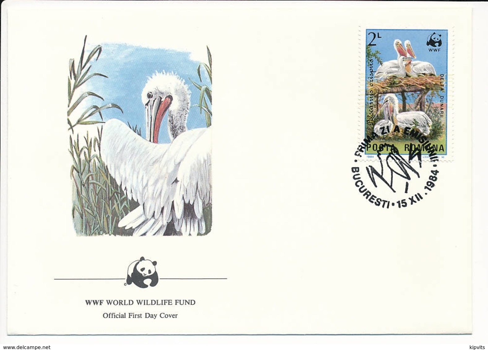 Mi 4107 FDC / WWF World Wildlife Fund / Birds Dalmatian Pelican Pelecanus Crispus - 15 December 1984 - Unused Stamps