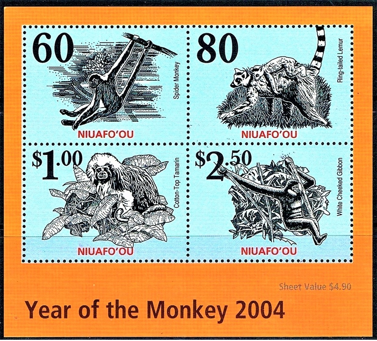 # Niuafo'ou 2004**Mi.413-16  Year Of The Monkey , MNH [19;165] - Astrologie