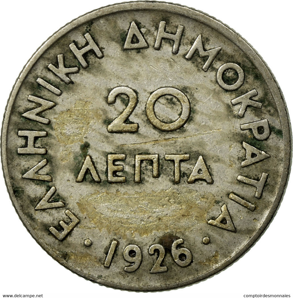 Monnaie, Grèce, 20 Lepta, 1926, TB+, Copper-nickel, KM:67 - Grèce