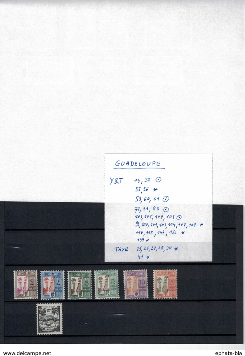 Guadeloupe: Lot De Timbres + Taxe (X+O) - Other & Unclassified