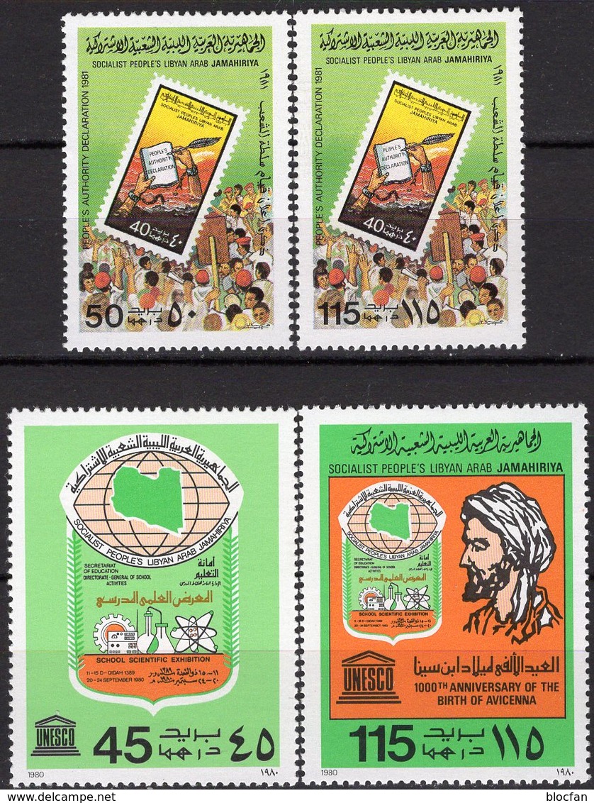 Schulausstellung 1980 Libya 849/0+875/6 ** 5€ Recht Im Volk Arzt Avicenna Stamp On Stamps #622 Technic Sets Bf EXPO - Militaria