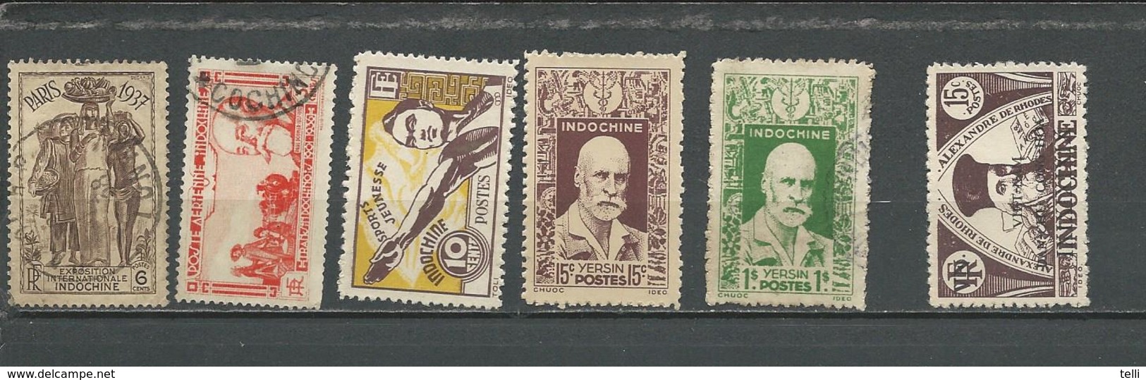 INDOCHINE Scott 196,C18,241,235,236 Yvert 196,PA15,284,286-287 VIETNAM 17 (6) * Et O 5 $ 1937-42 - Poste Aérienne