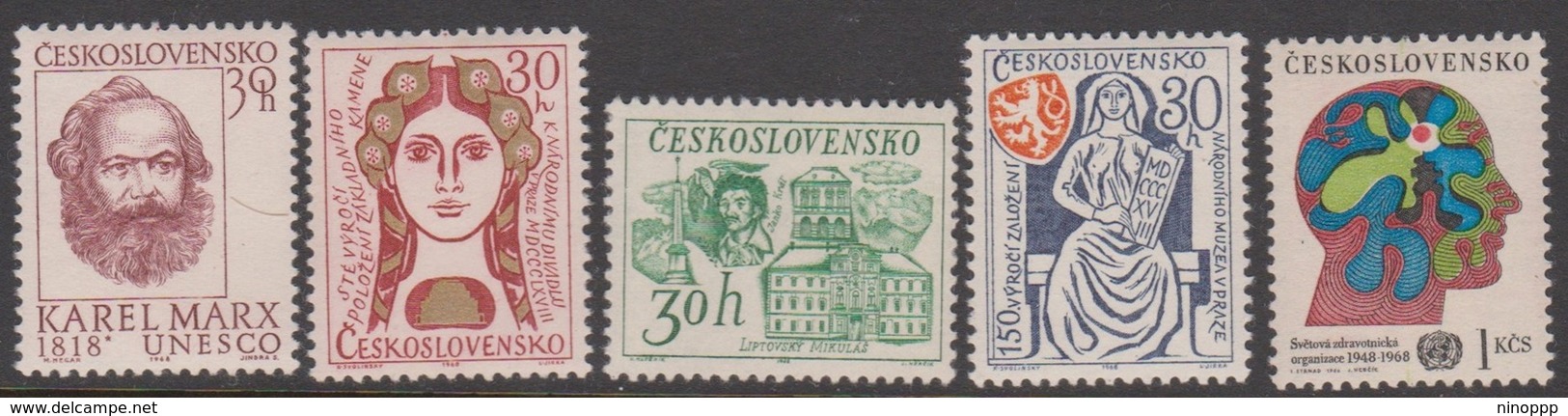 Czechoslovakia SG 1725-1729 1968 Commemoratives, Mint Never Hinged - Unused Stamps