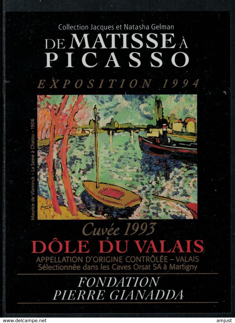 Rare // Etiquette De Vin // Art-Peinture // Dôle Du Valais, De Matisse à Picasso - Art