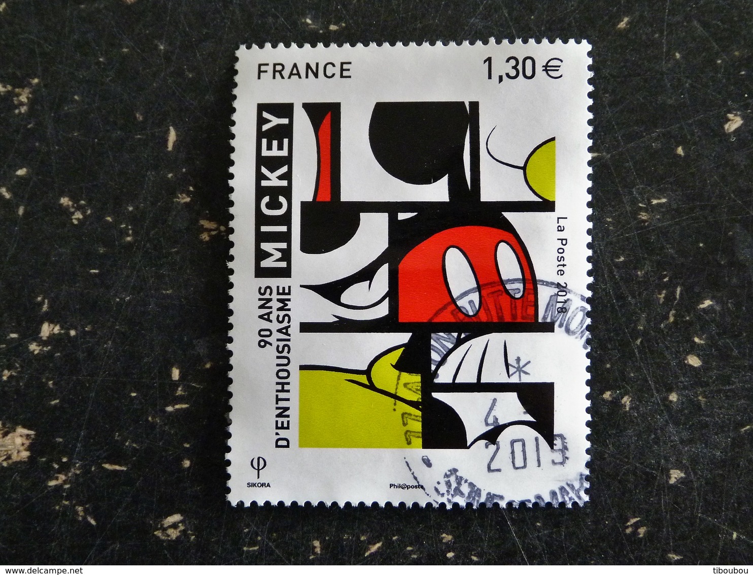 FRANCE YT ???? OBLITERE CACHET ROND MANUEL 2018 - MICKEY 90 ANS ENTHOUSIASME - Used Stamps